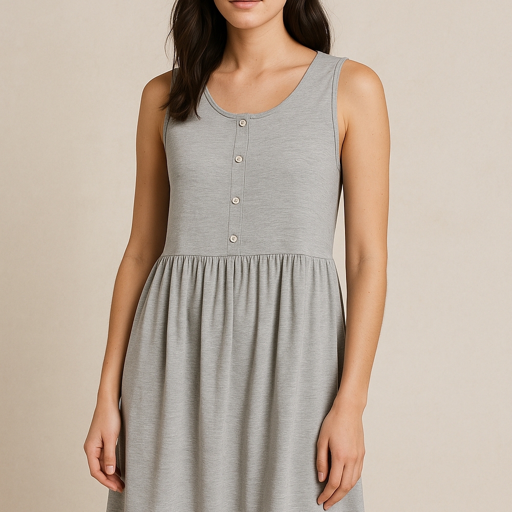 ASOS Gray Sleeveless Babydoll Dress Size US 10 UK 14 Casual Button Front Lounge